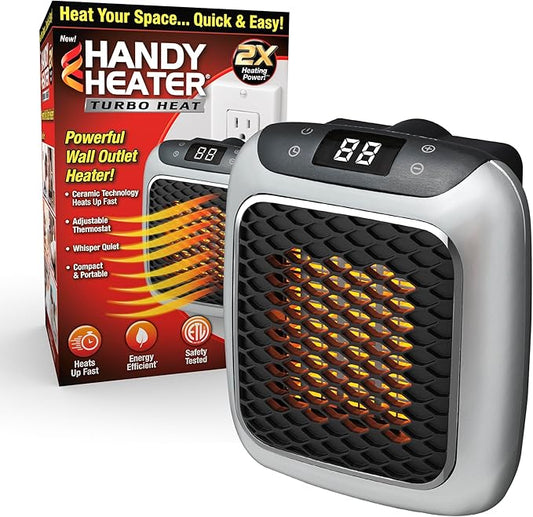 Handy Heater Turbo 800™ — Powerful Heat. Zero Space. Total Comfort. 12-Hour Timer, Auto Shut Off - Quiet.